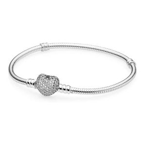 Pulsera Pandora Moments Broche Corazón Circonitas Plata Original