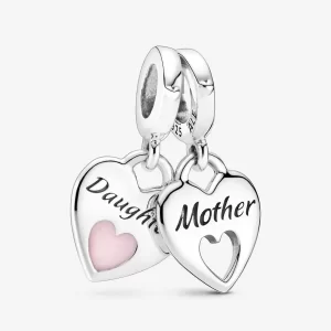 Charm Pandora Corazones Doble Madre E Hija Colgantes Plata S925 Original