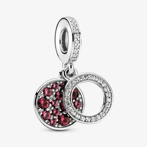 Charm Pandora Colgante Doble Disco Rojo Brillante Plata S925 Original