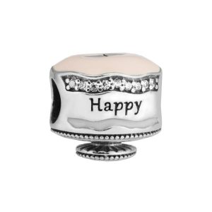 Charm Pandora Feliz Cumpleaños Happy Birthday Pastel Rosado Plata S925 Original
