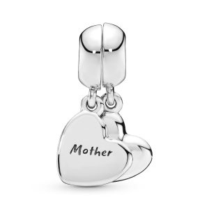 Charm Pandora Madre E Hijo Corazón Doble Plata S925 Original