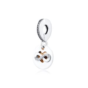 Charm Pandora Infinito y Corazón Dos Tonos Oro y Plata Original