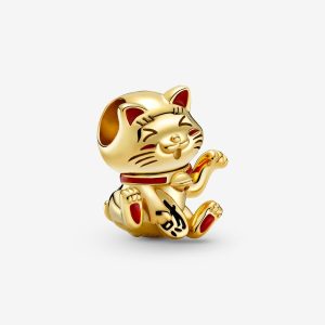 Charm Pandora Shine Gato De La Suerte Fortuna Oro Dorado