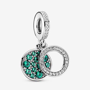 Charm Pandora Colgante Doble Disco Verde Brillante Plata S925 Original
