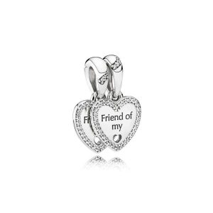 Charm Pandora Corazones Dobles Amistad Amigos Plata S925 Original