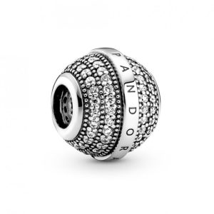 Charm Pandora Pave & Logo Circonitas Brillantes Plata S925 Original