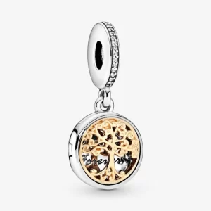 Charm Pandora Relicario Árbol De Familia Dos Tonos Oro Dorado y Plata Original