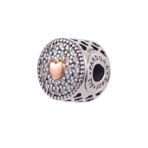 Charm Pandora Affection Corazón Dorado Para Pulseras Essence Dos Tonos Oro y Plata