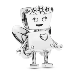 Charm Pandora Robot Bella Flores Alas Ángel Plata S925 Original