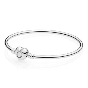 Pulsera Pandora Rígida Broche Corazón en Plata S925 Original