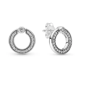 Aretes Pandora Círculo En Pavé Plata S925