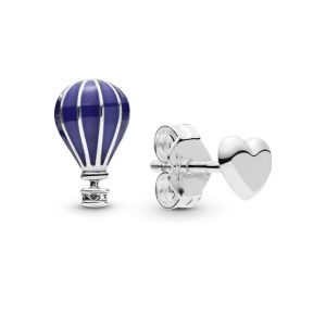 Aretes Pandora Globo Aerostático Y Corazón En Plata S925