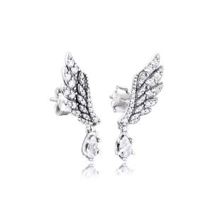 Aretes Pandora Alas De Ángel Brillantes En Plata S925