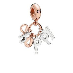 Charm Pandora Rose Happy Feliz Dos Tonos Oro Rosa Y Plata