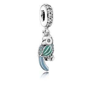 Charm Pandora Loro Verde En Pavé Colgante Plata S925 Original