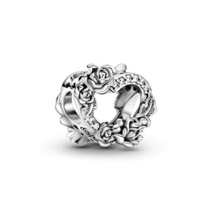 Charm Pandora Corazón Calado Flores Y Rosas Plata S925 Original