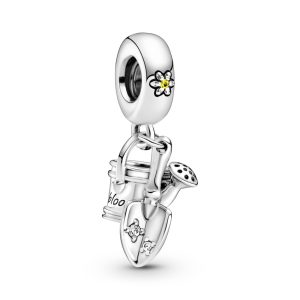 Charm Pandora Regadera Pala Jardinería Planta Plata S925 Original