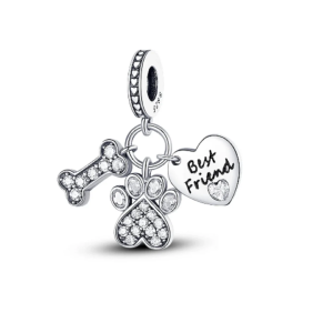 Charm Pandora Huella Mascota Corazón Perro Mejor Amigo Original