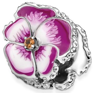 Charm Pandora Flor De Pensamiento Rosa Plata S925 Original