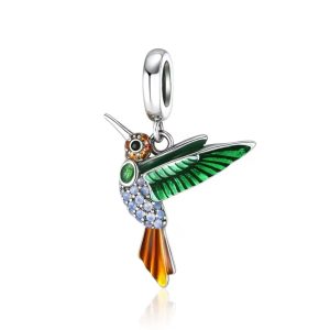 Charm Pandora Colibrí Colorido Ave Pájaro Original