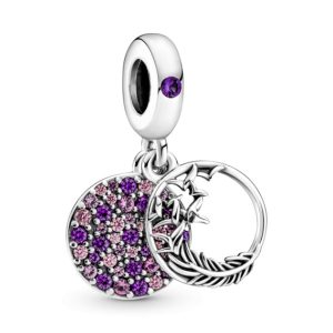 Charm Pandora Colgante Pluma En Pavé Violeta Original