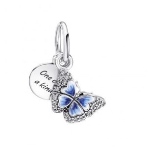 Charm Pandora Mariposa Azul Colgante Brillante Plata S925 Original