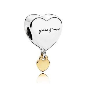 Charm Pandora Tu y Yo Para Siempre Amor Corazón Dos Tonos Oro y Plata Original