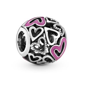 Charm Pandora Corazónes Calados Rosa Separador Plata S925 Original