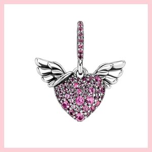 Charm Pandora Alas De Ángel Y Corazón Rosa Brillante Circonitas Plata S925 Original
