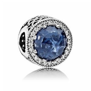 Dije Charm Pandora Corazones Radiantes Azul Plata S925 Original