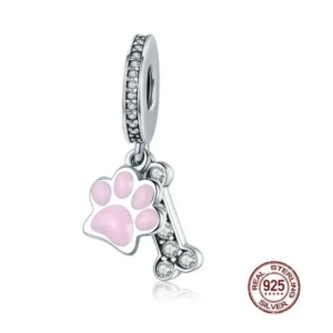 Charm Huella Hueso De Perro Fabricado En Plata S925