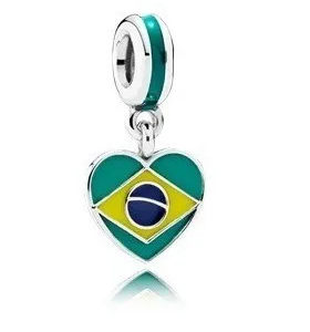 Charm Pandora Brasil Bandera Corazón Plata S925 Original