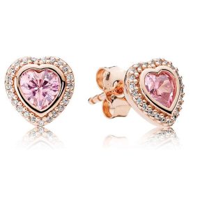 Aretes Pandora Rose Corazón Brillante Oro Rosa