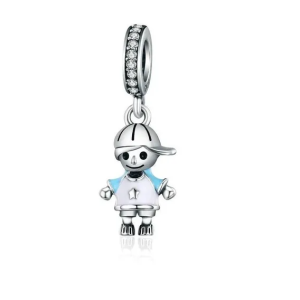 Charm Niño Hijo Colgante Familia Bebe Fabricado En Plata 925