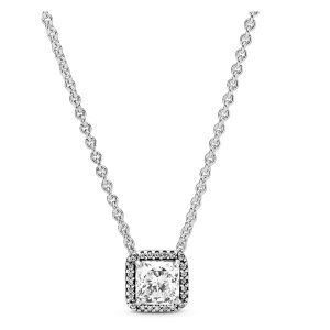 Collar Cadena Pandora Cuadrado Circonita Brillante Plata S925 Original