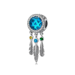 Charm Pandora Atrapasueños Azul Tres Plumas en Plata S925 Original
