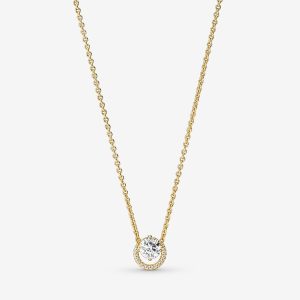 Collar Pandora Shine Halo Redondo Brillante Oro Dorado