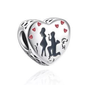 Charm Boda Novios Pareja Recién Casados Matrimonio Fabricado En Plata S925
