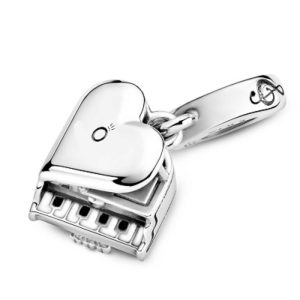 Charm Piano Musico Música Corazón Colgante En Plata S925