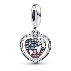 Charm Pandora Globo Giratorio Corazón De Familia Plata S925 Original