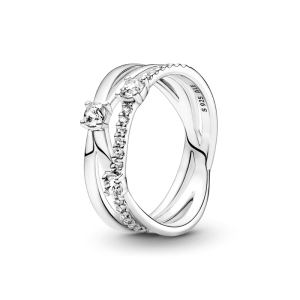 Anillo Pandora De Compromiso Triple Brillante Plata S925 Original