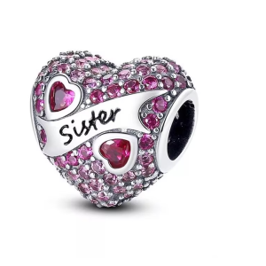 Charm Pandora Hermana Corazón Rosa Te Amo Plata S925 Original