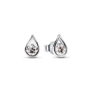 Aretes Pandora Brillance Con Diamante Gota En Plata S925