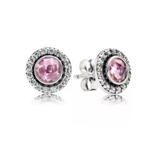 Aretes Pandora Circulo Rosa Brillante En Plata S925 Original