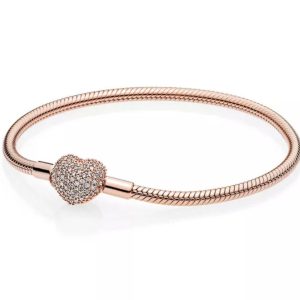 Pulsera Pandora Rose Corazón Circonitas Brillante Oro Rosa