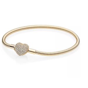 Pulsera Pandora Shine Corazón Circonitas Brillante Oro Dorado