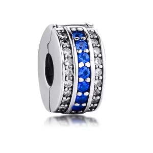 Charm Clip Pandora Línea Azul Brillante Plata S925 Original