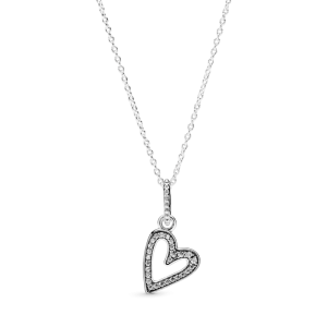Collar Cadena Pandora Corazón Libre Resplandeciente Plata S925 Original