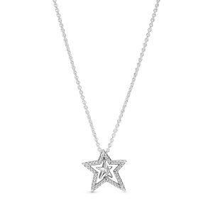 Collar Pandora Estrella En Pavé Brillante Plata S925 Original