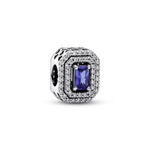 Charm Pandora Azul Brillante Rectangular Plata S925 Original